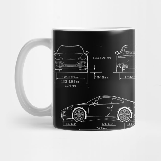 Porsche - Blueprint - Dark by Barn Shirt USA